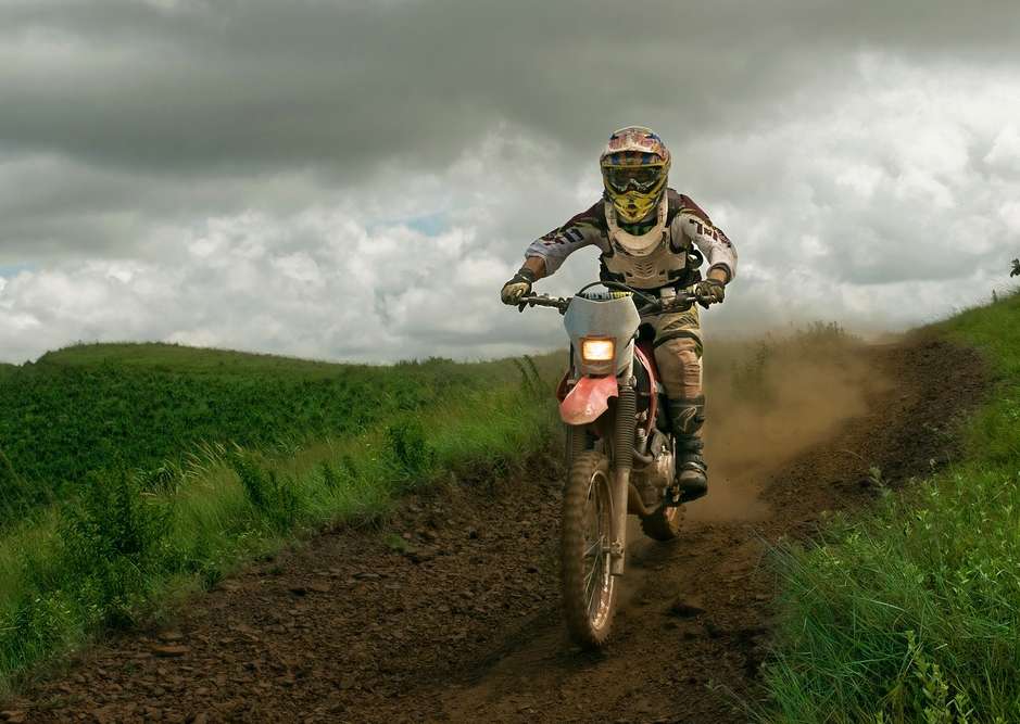 ridding a dirt bike